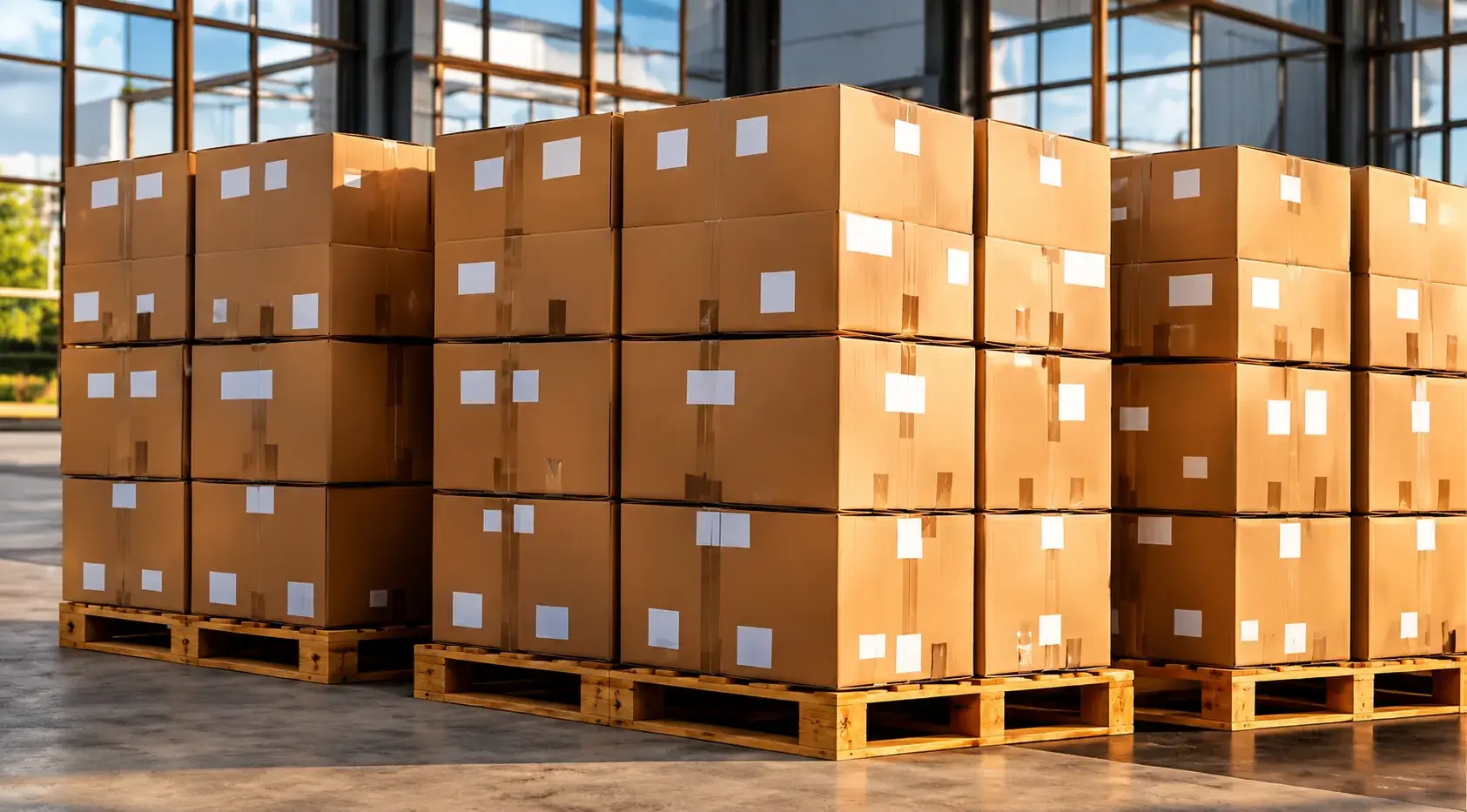 Cartons de marchandises prêts à l'envoi