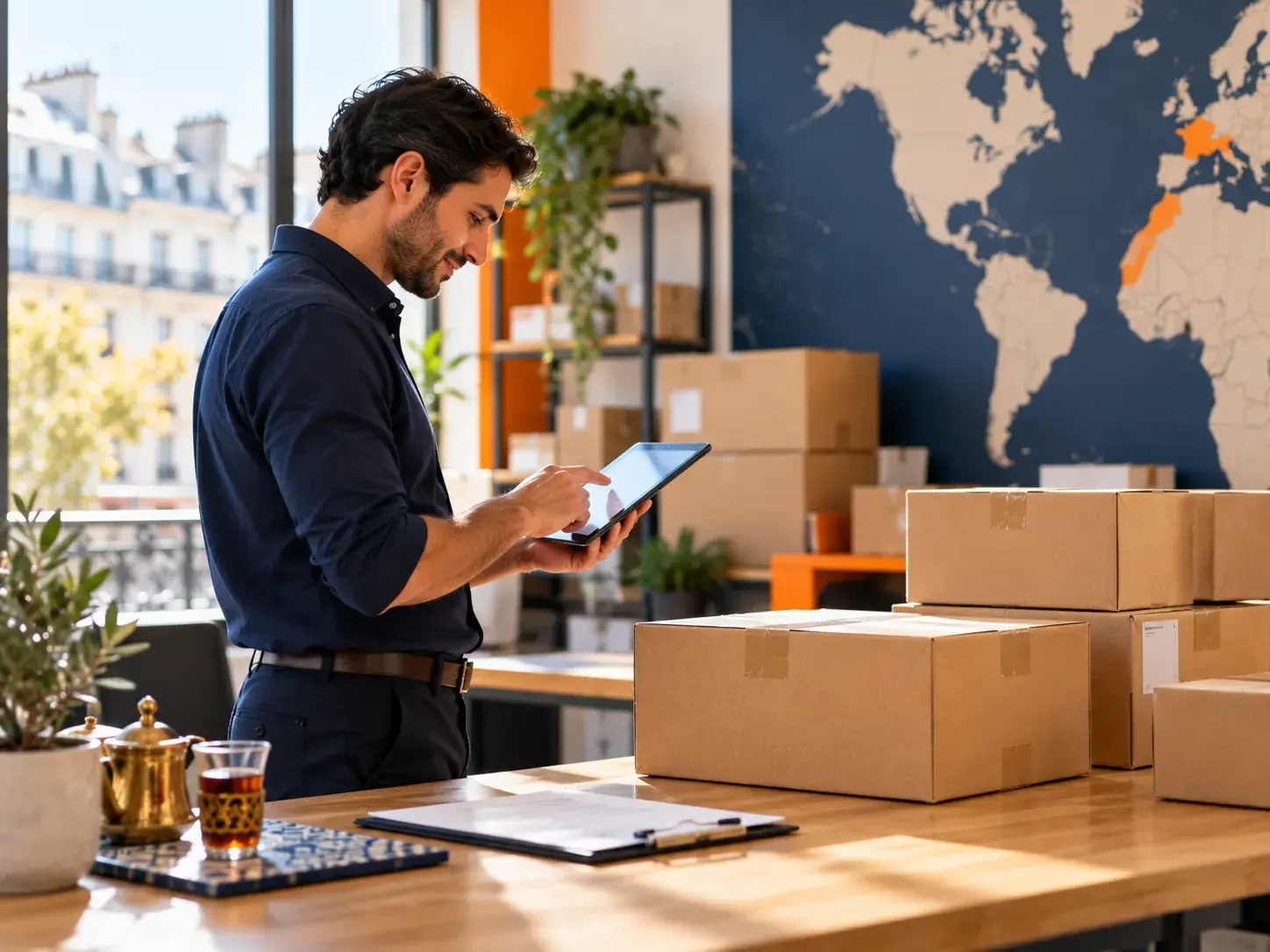 Colis et marchandises préparés pour un envoi vers le Maroc